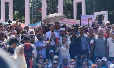 শিক্ষকদের আন্দোলনে সংহতি জানাতে শহীদ মিনারে বিএনপি নেতা এ্যানি