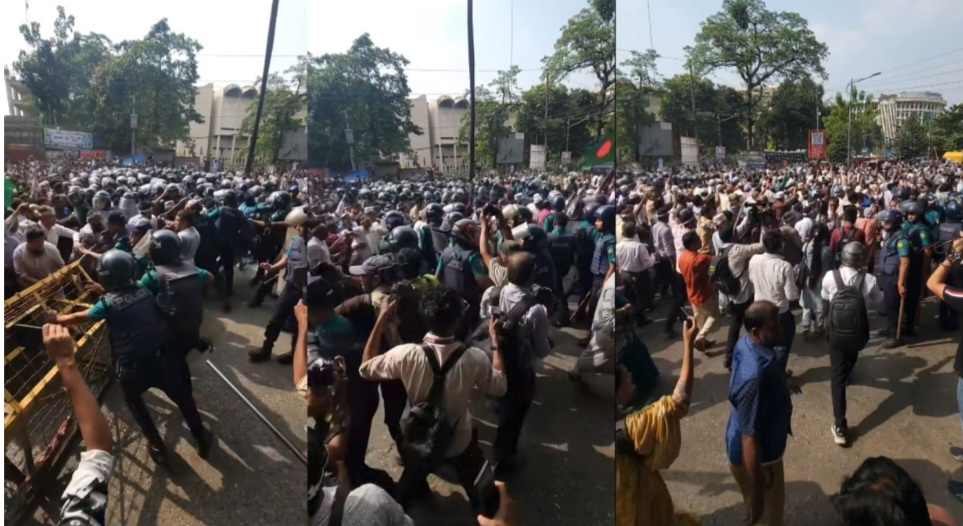 ব্যারিকেড ভেঙে শাহবাগে অবস্থান নিলেন এমপিওভুক্ত শিক্ষকরা